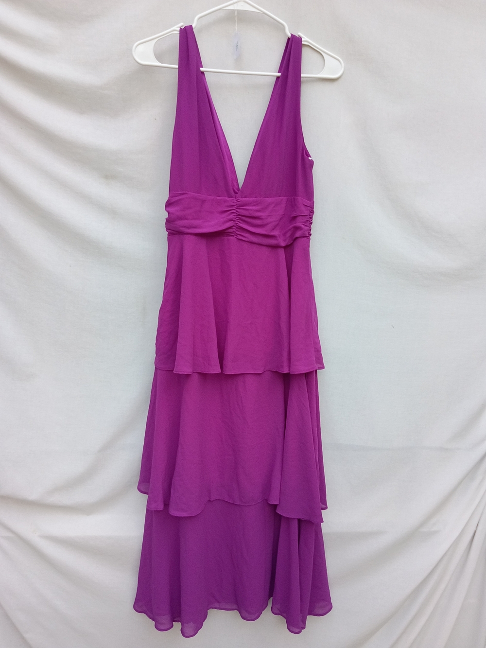 Lulu's People Tiered V-Neck Chiffon Maxi Dress Holiday Medium Y2k Formal